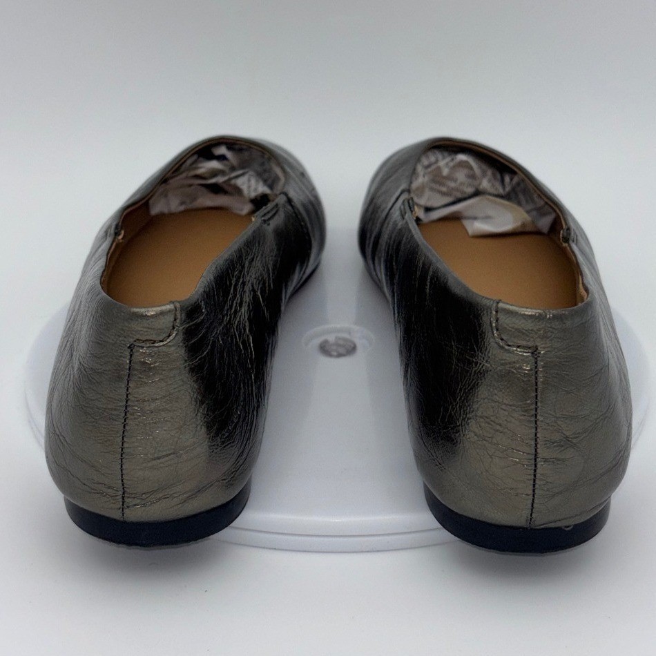 MADEWELL Gold Ballet Flat Shoe Metallic Pewter Leather Round Square Women’s 11