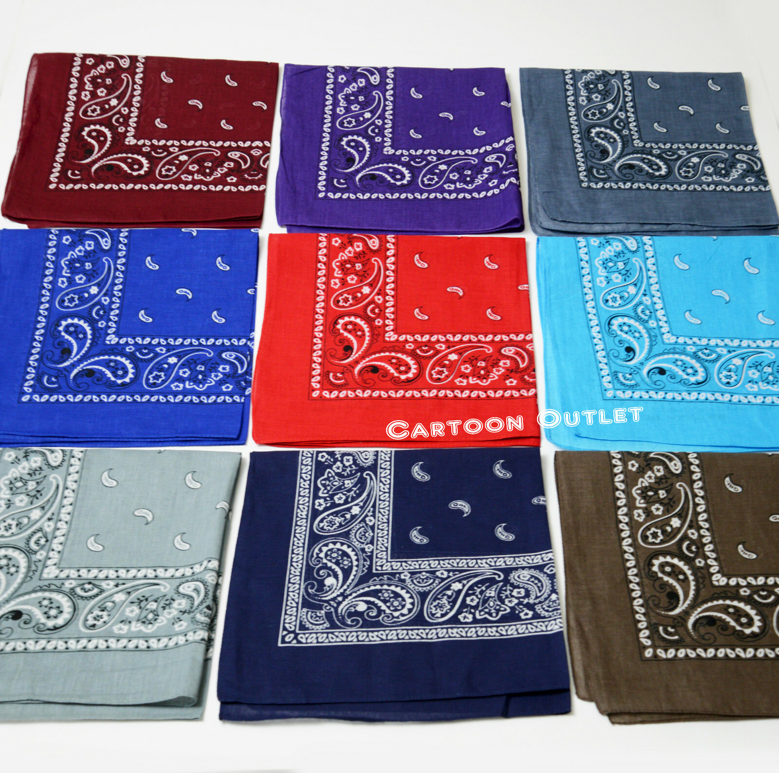 COWBOY WESTERN BANDANA 100% COTTON PAISLEY PRINT SCARVE HANDKERCHIEF FAVORS