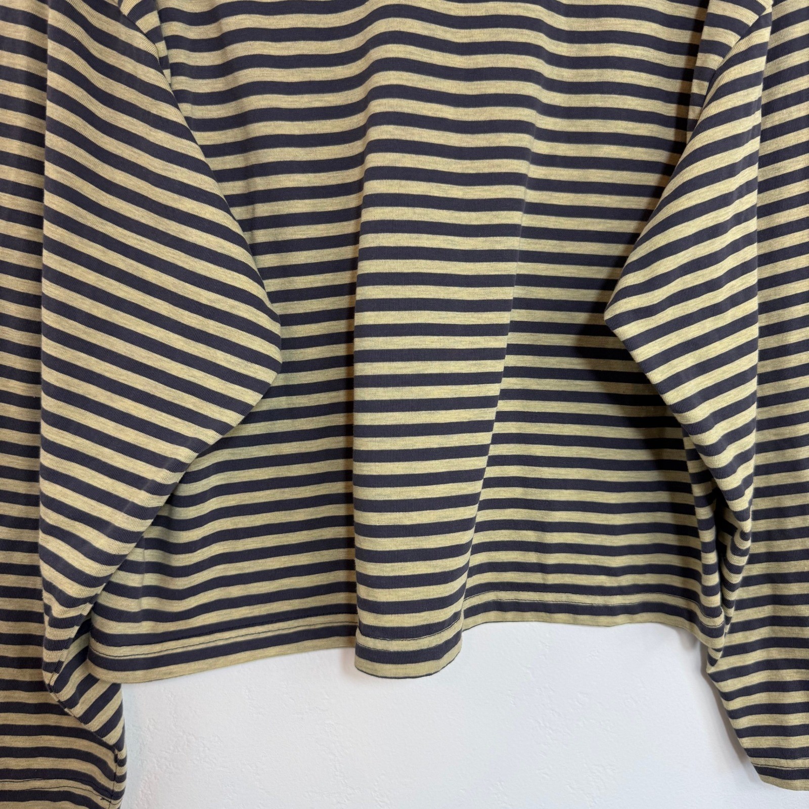 Lioness Bloom Top Beige Stripe Long Sleeve Navy Blue Boxy Oversized Streetwear S