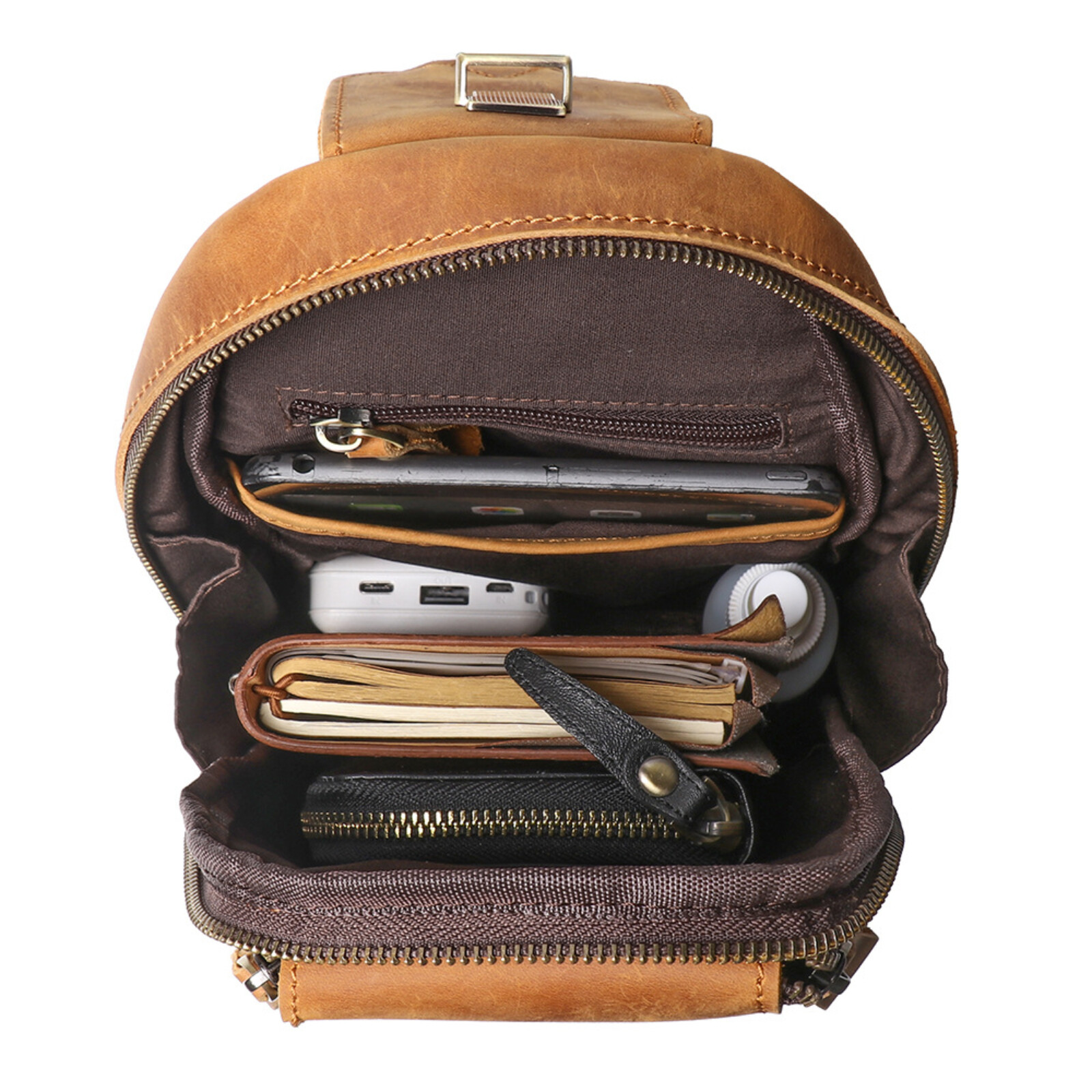 Men’s Leather Sling Bag Chest Crossbody Shoulder Pack Vintage Style Everyday Use