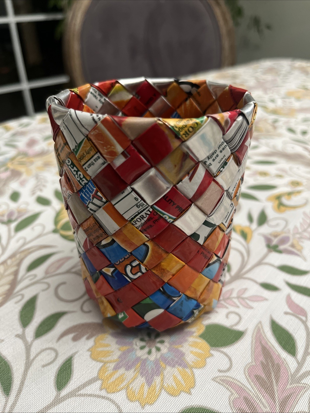 Recycled Eco Friendly Candy Wrapper Woven Pencil Cup Holder