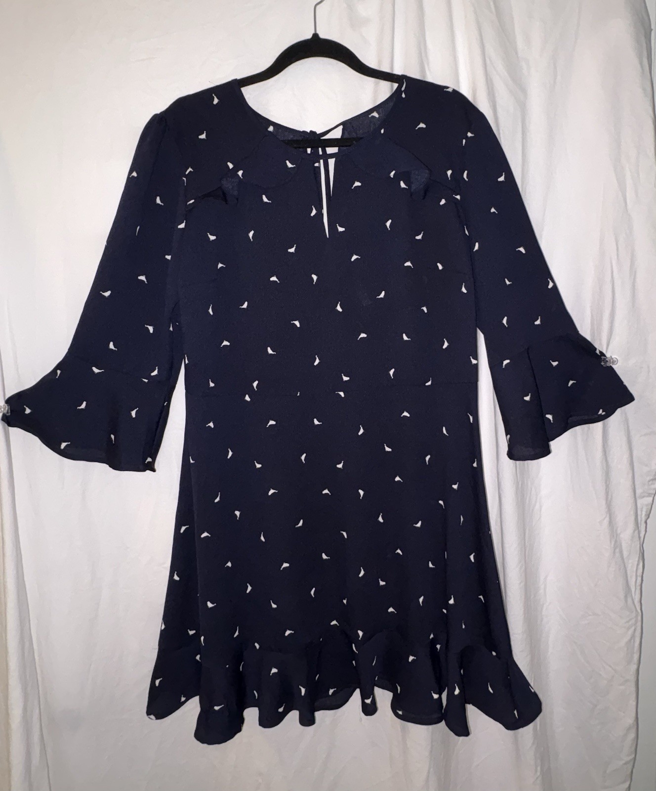 Woman’s xhilaration dress XL Navy Blue W/ White Bird Print