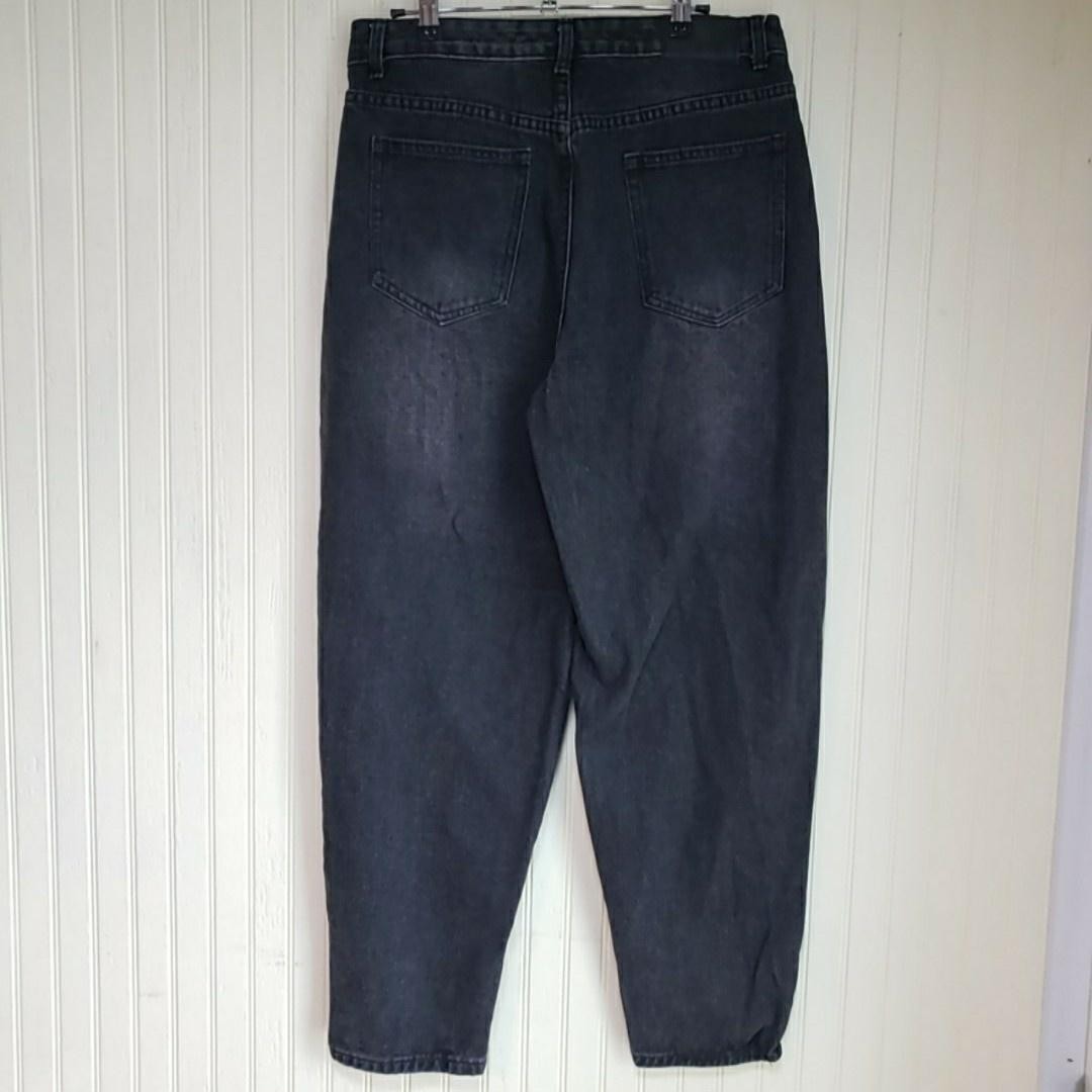 Blue Savvy Jeans Womens Juniors 9/29 Gray Dark Wash Relaxed Tapered Denim Pants