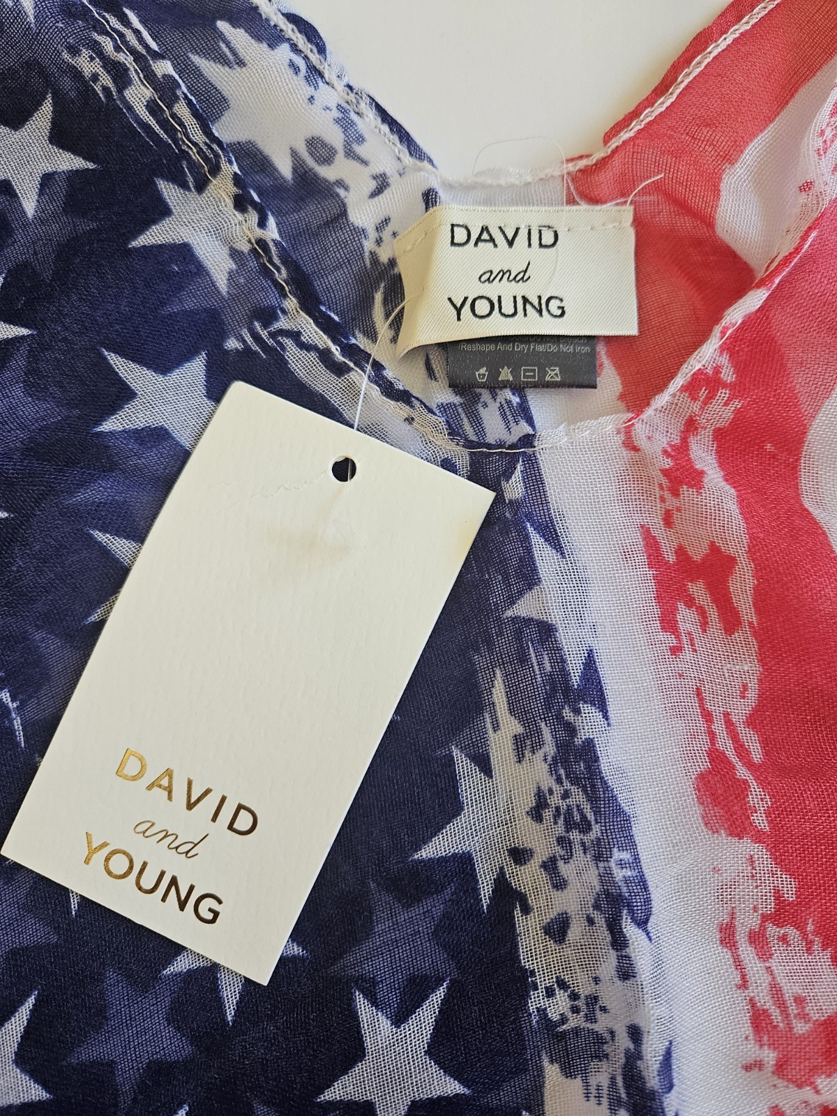David & Young American Flag Cover Up One Size Patriotic Sheer Festival Beach Wra