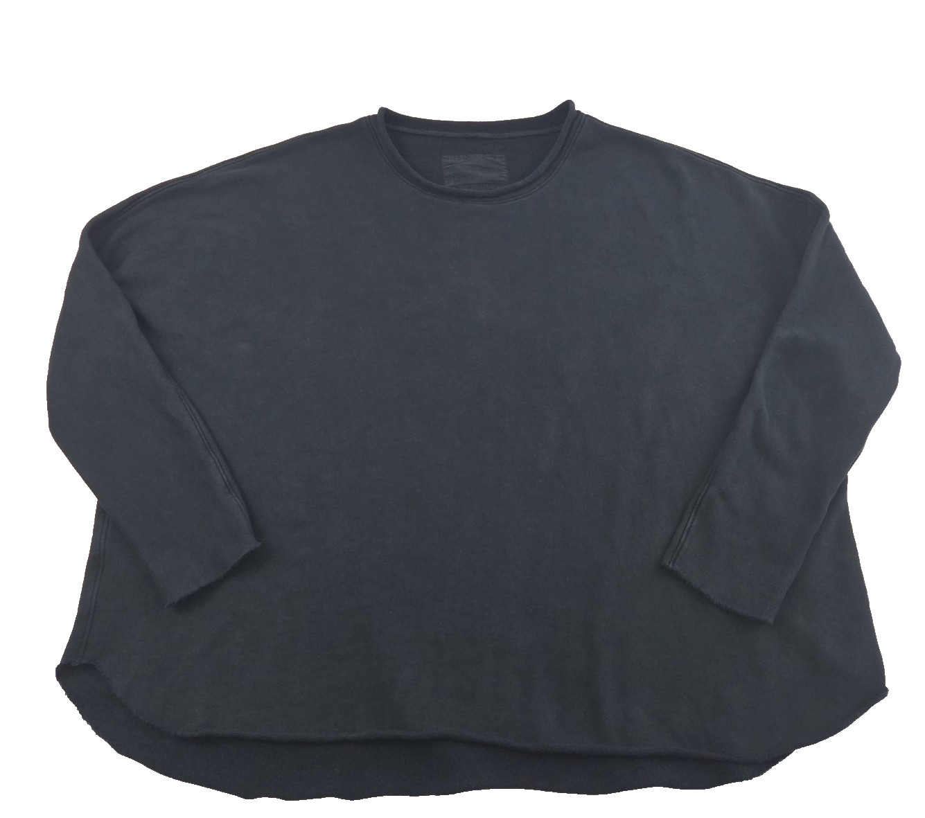 Frank & Eileen Sweatshirt XL Black Effie Capalet Raw-Edge Wide Crewneck