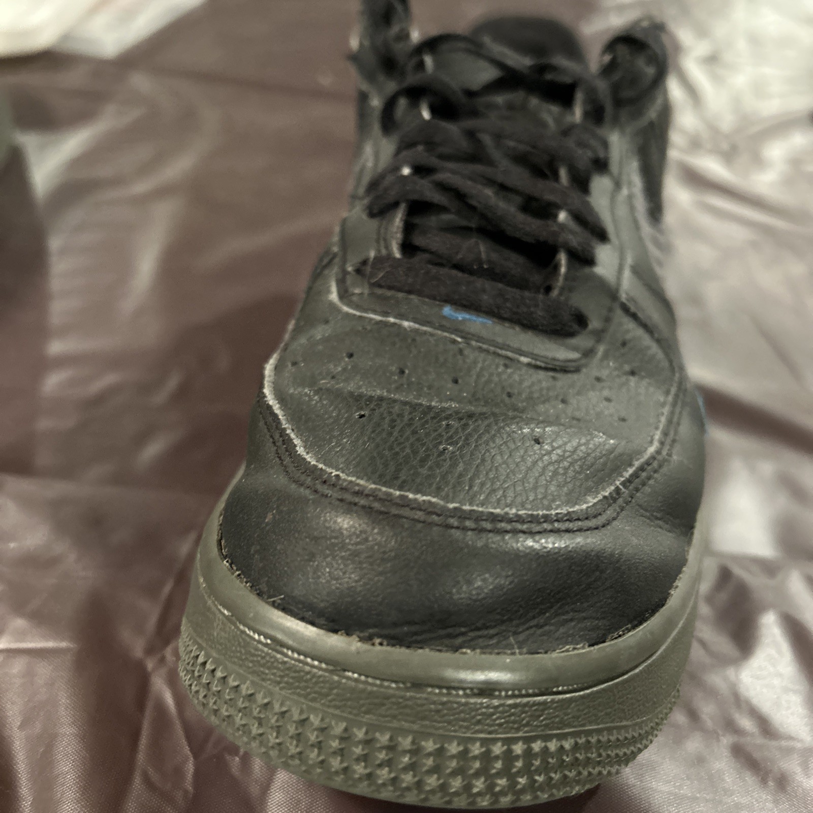 Size 11 Nike Air Force 1 Carbon Fiber” Black/Grey/Blue USED