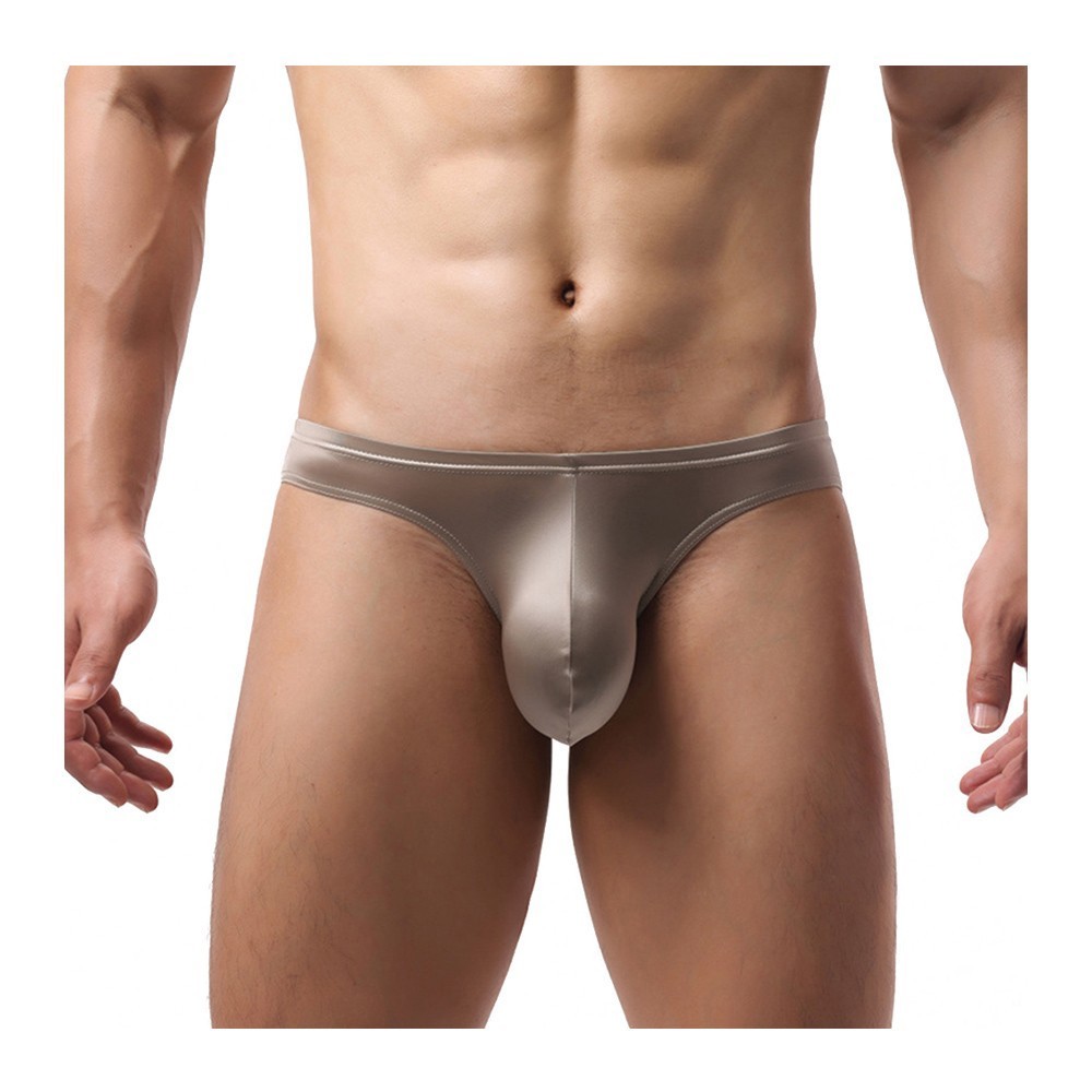 Men’s Sexy Silk Satin Panties Pouch Tanga Briefs Thongs Bikini Glossy Underwear