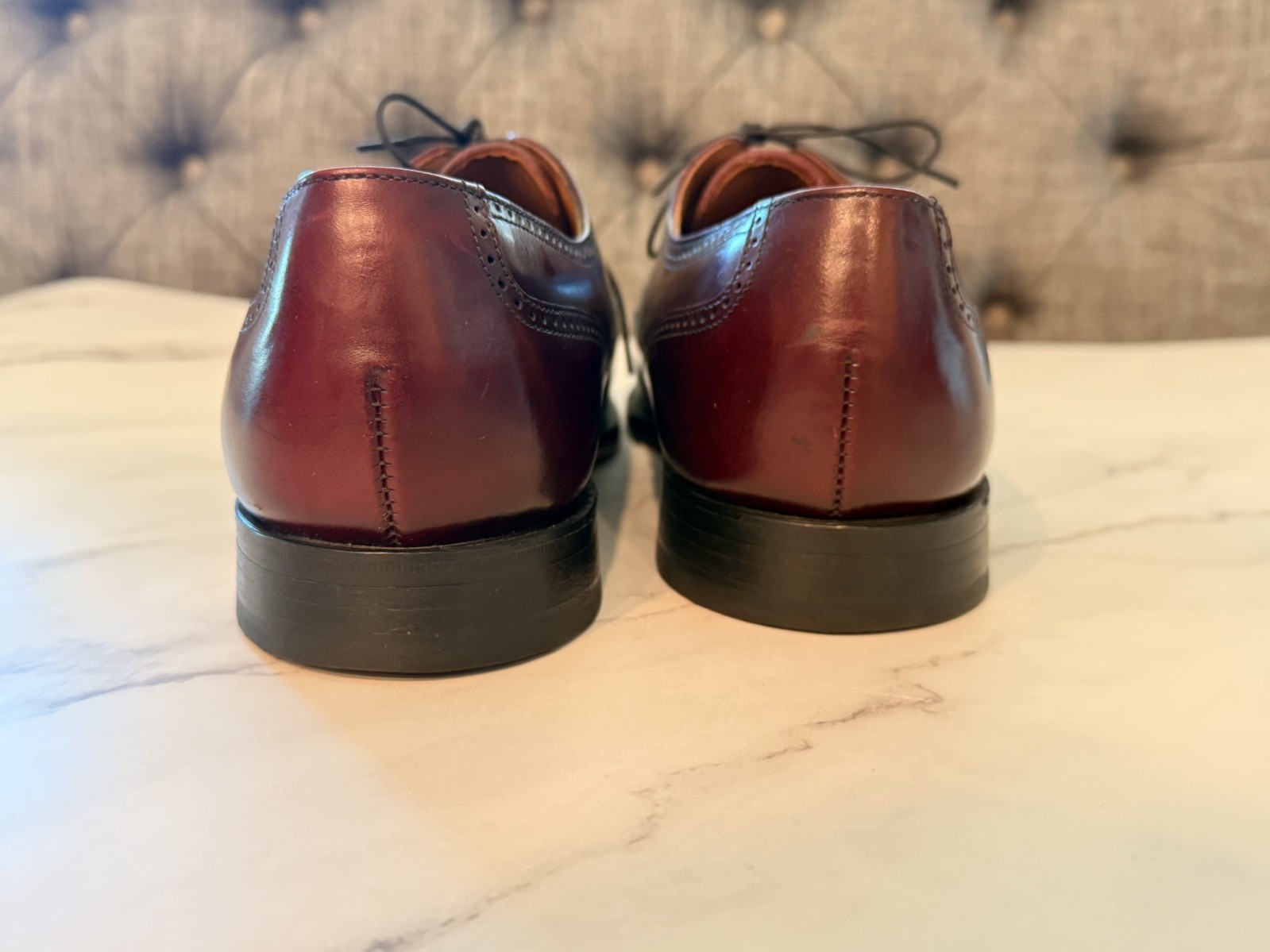 BOSTONIAN CLASSICS Men’s Burgundy Leather Wing Tip Oxfords Size 10.5 B Made USA