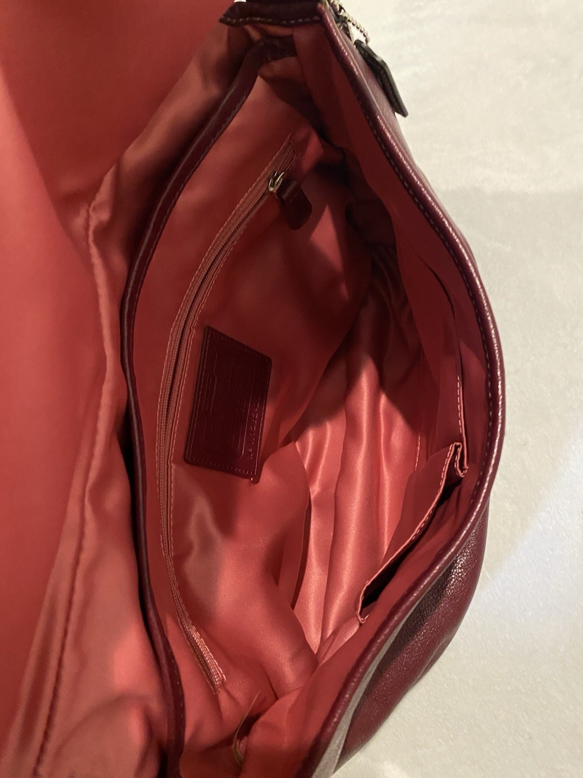 Coach Burgundy Small Crescent Shoulder Bag Turnlock Flap Detachable Strap Zip