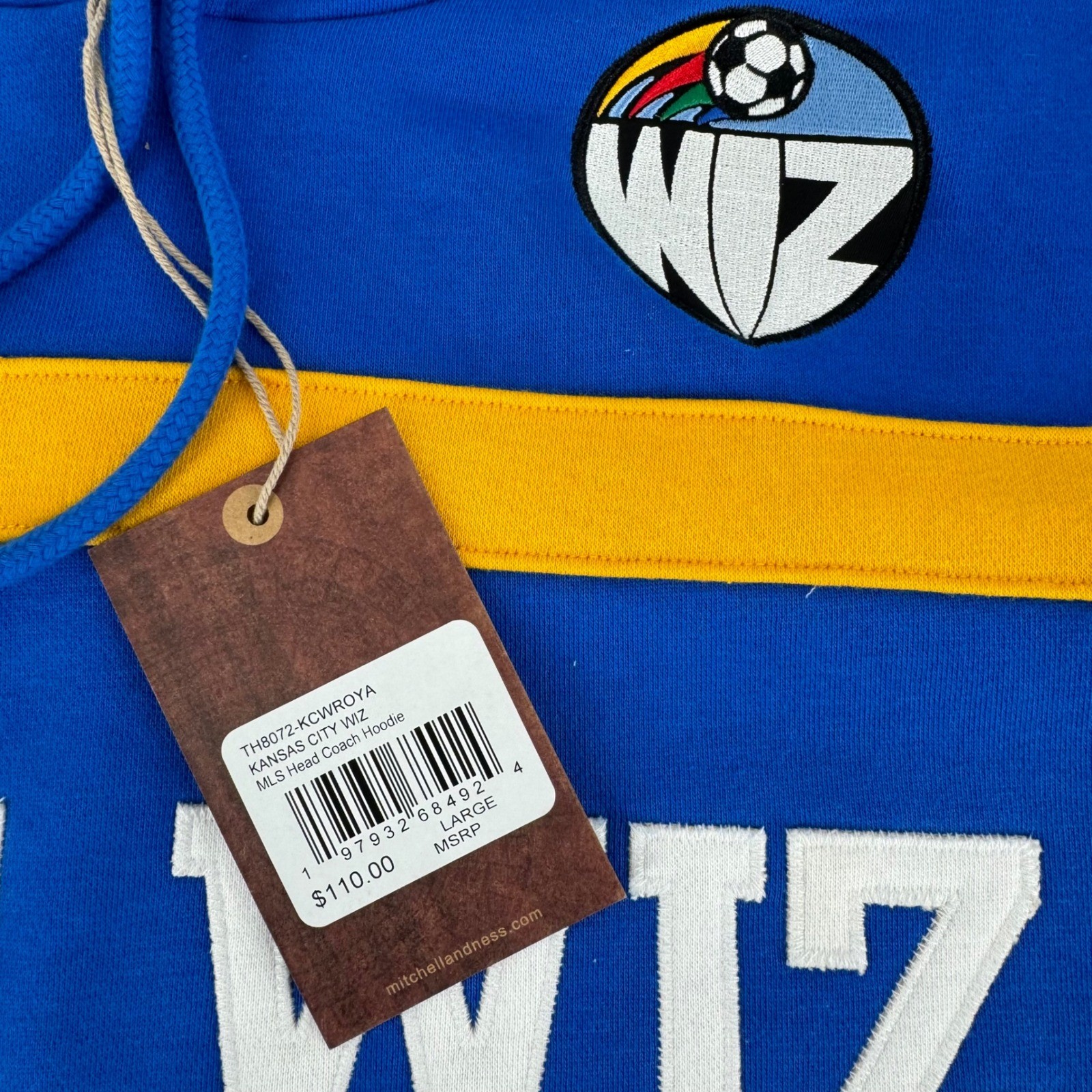 Mitchell & Ness Kansas City Wiz MLS Hooded Sweatshirt Blue Yellow Men’s Large