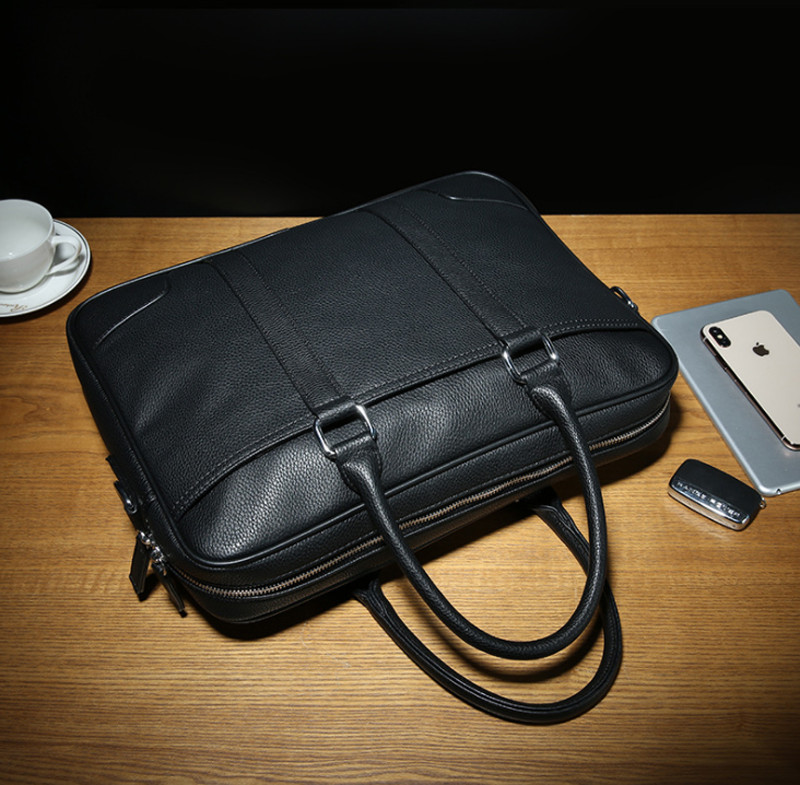 New Fashion Men Business Briefcase Soft Leather Handbag Laptop Shoulder Bag AU