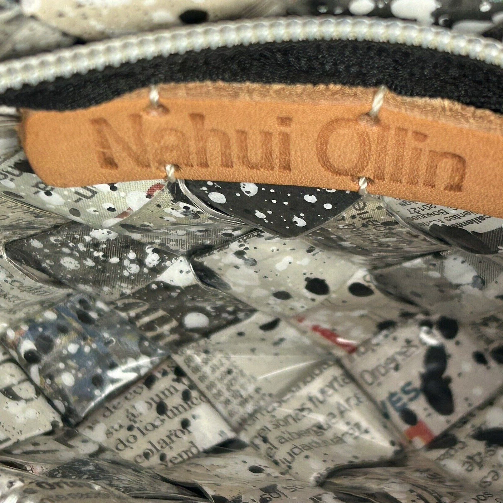 NAHUI OLLIN Candy Wrapper Purse Clutch Wristlet Newspaper Spatter Woven Print