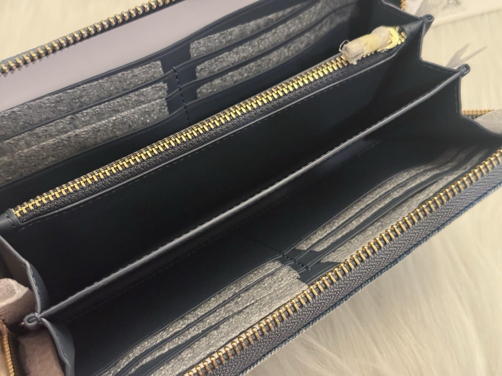 NWT Coach Long Zip Around Wallet In Loved Denim CEC21 in Gold Light Indigo