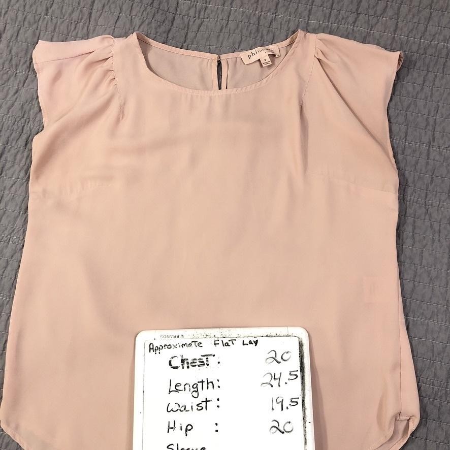 Philosophy Blouse Women Small Pink Chiffon Cap Sleeve Pullover Republic Top