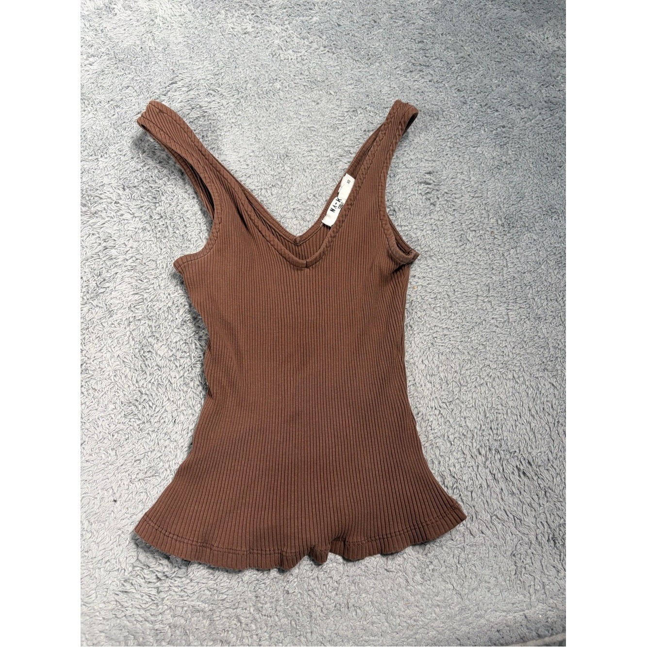 Na-kd Ribbed V-Neck Tank Top brown XS