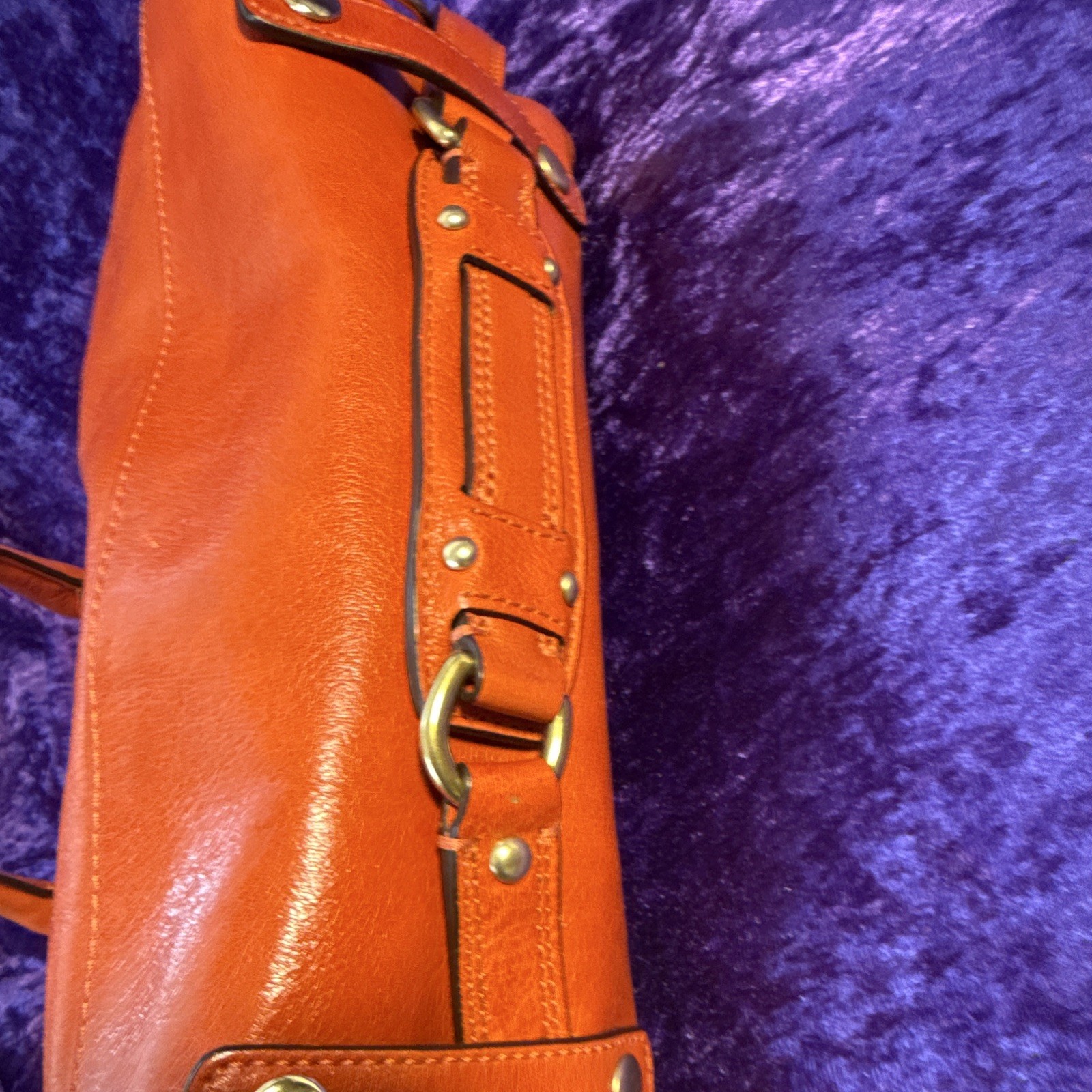 Coach Orange Large Satchel Top Handle Zip Detachable Strap Silver Hardware