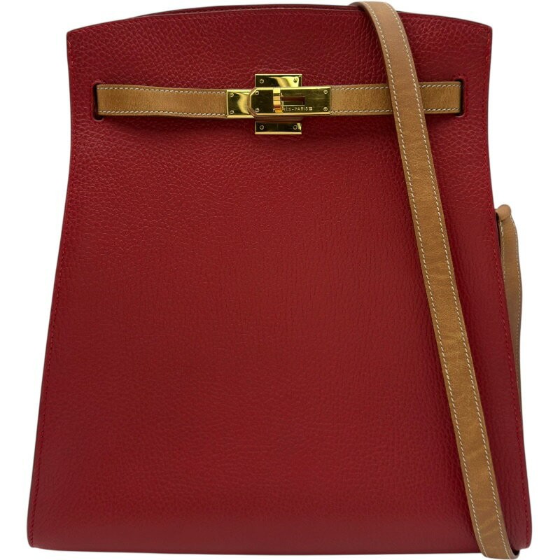 Hermes Shoulder Bag Kelly Sport GM Rouge Vif Red Ardennes Leather 11.4×12.4in 99