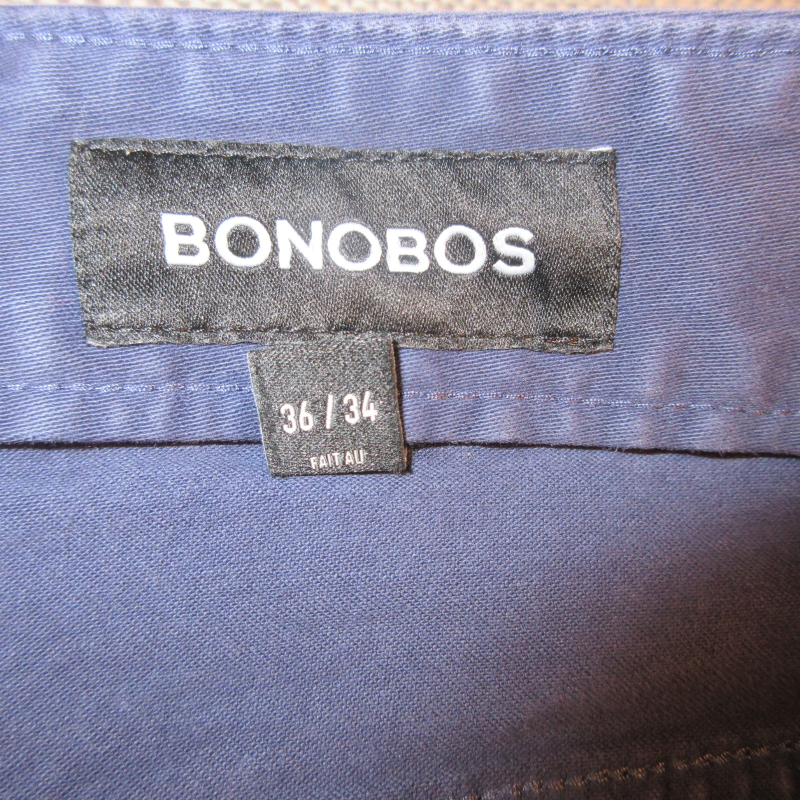 Bonobos Navy Chamois 97 Cotton 3 Elastane jeans 36×34 Soft Casual Athletic Fit