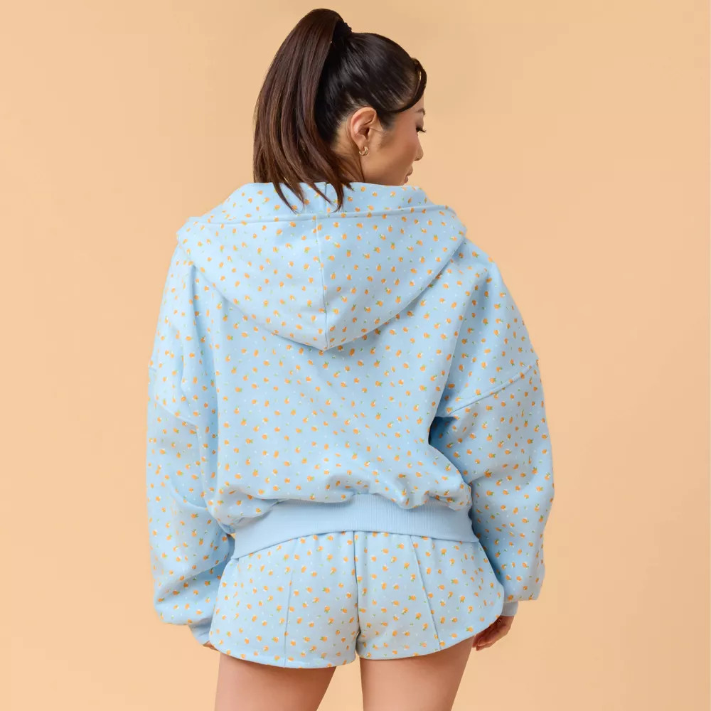 Blogilates Women Mommy & Me Marshmallow Full Zip Hooded Sweatshirt – Blue