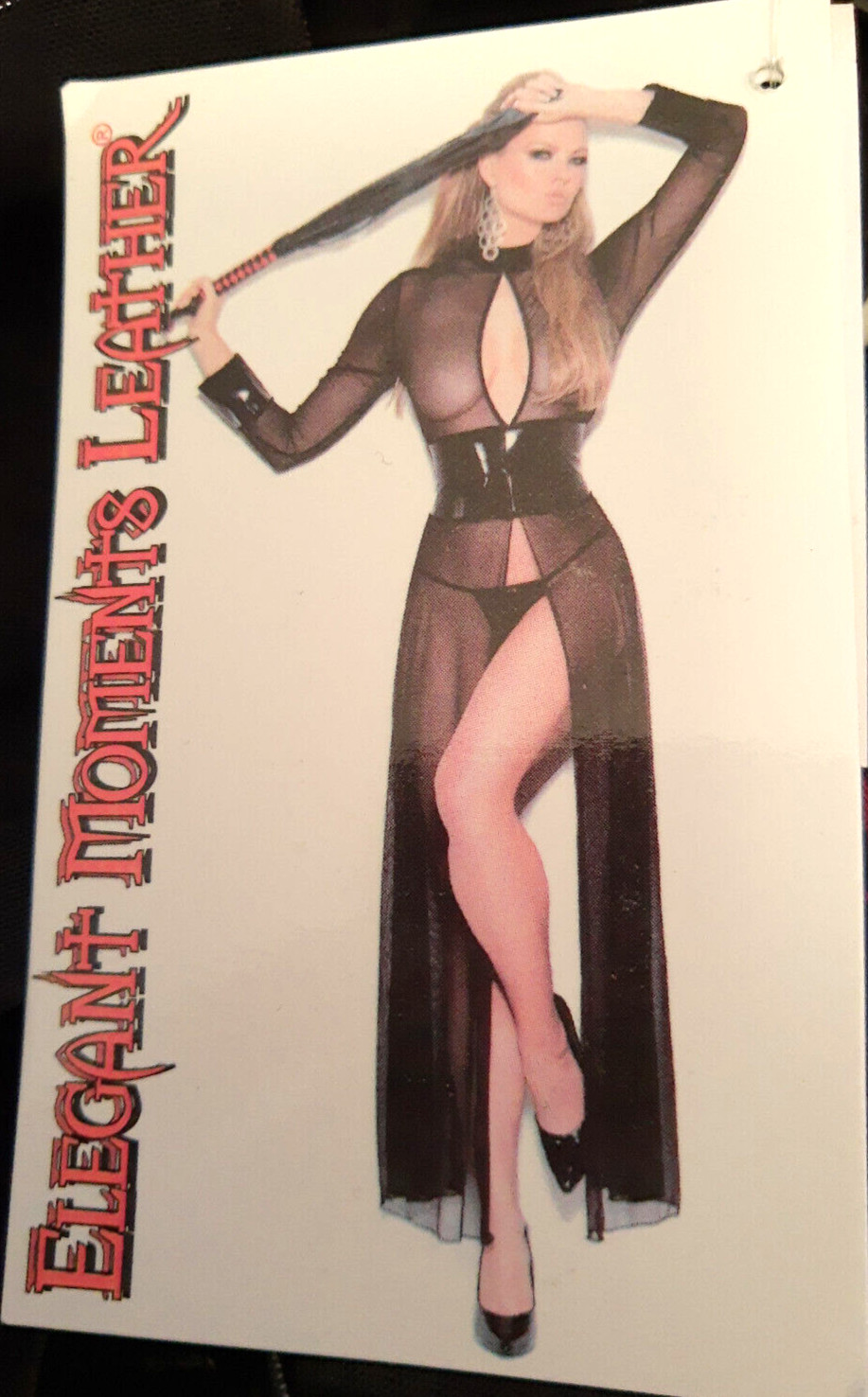 ELEGANT MOMENTS LEATHER Black Mesh/PVC/vinyl open front gown size Large (L) NEW