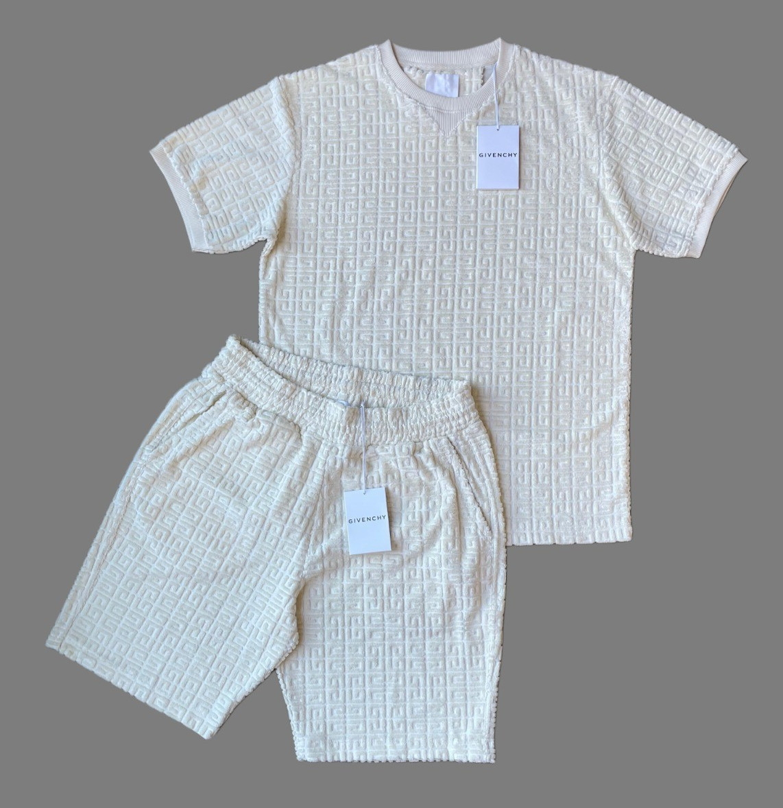 Givenchy Paris Cream Cotton Short Sleeve Casual Set Large