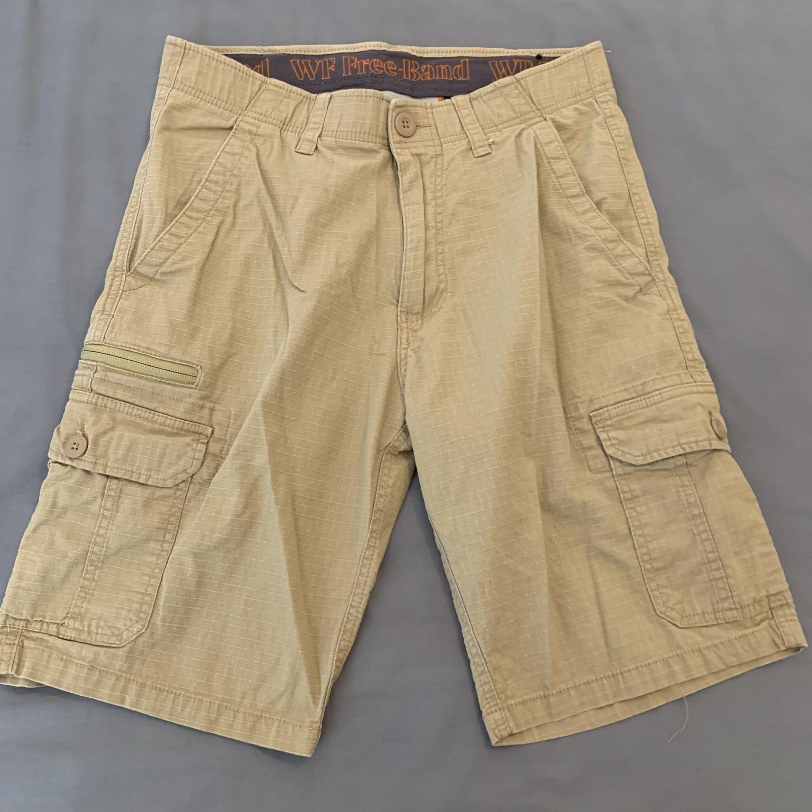 Wearfirst Cargo Shorts Mens 32 Beige Stretch Canvas Utility Pockets Travel