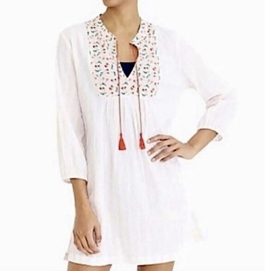J.Crew Cherry Striped Mixed Print Gauzy Tunic Top – Coverup Size XXL. *NWT*