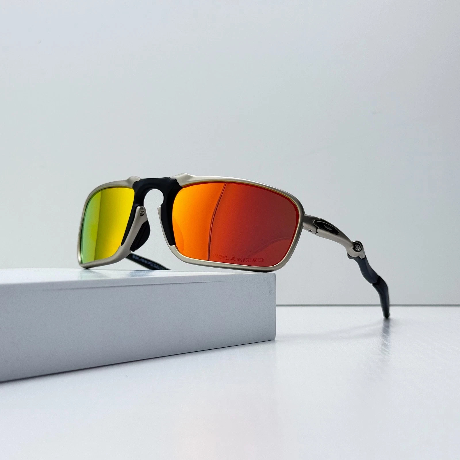 Oakley Badman OO6020 X-Metal Plasma Orange Polarized Sunglasses New