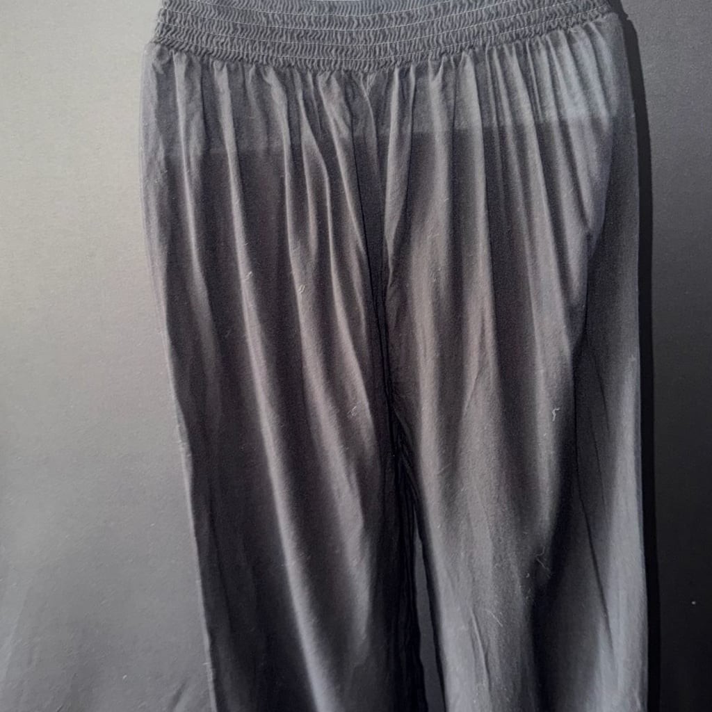 Mudd Effortless Flow Black Lightweight Rayon Wide-Leg Smocked Waist Lounge Pants