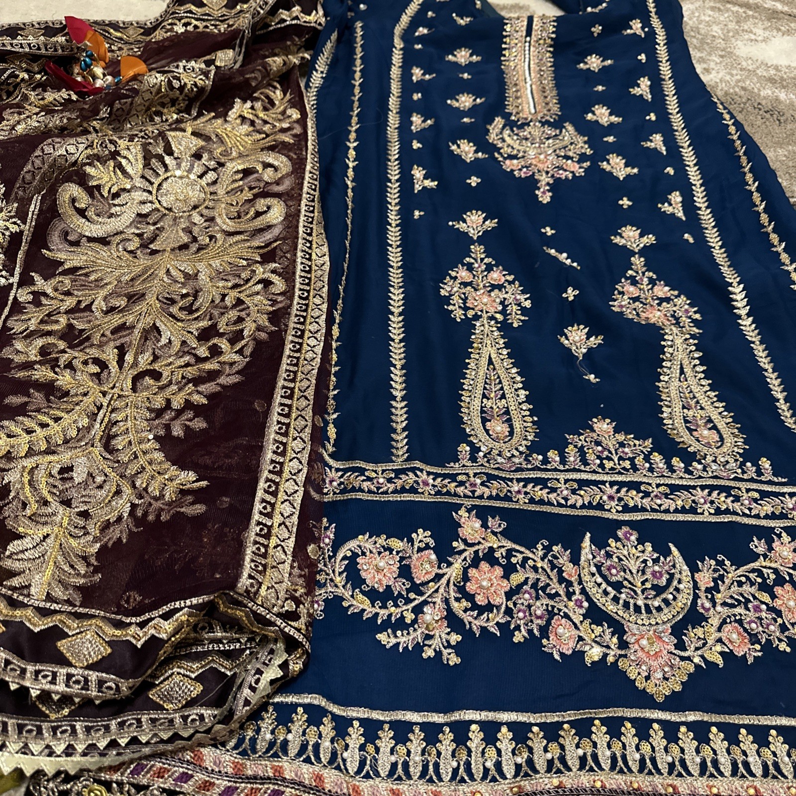 Pakistani Indian Shalwar Kameez Chiffon Duppata Bust 48:49 fully lined