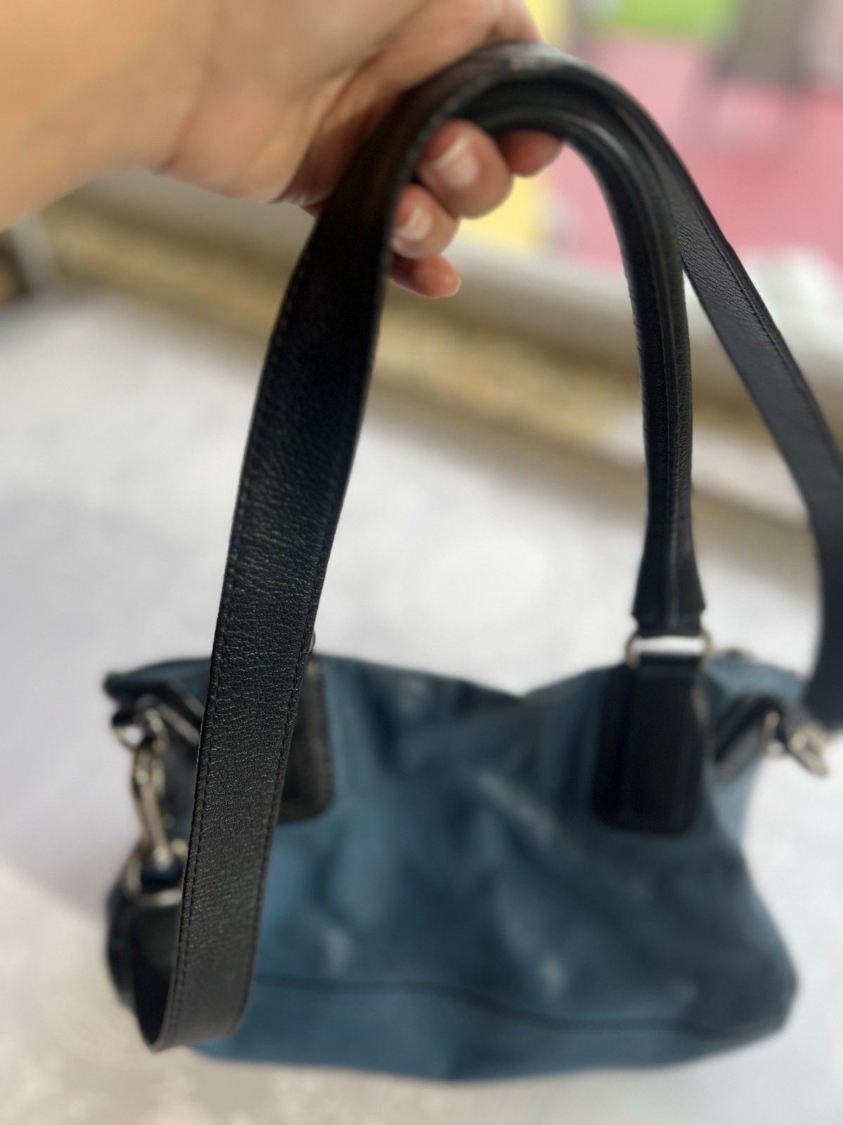 Givenchy Pandora Medium Leather Bag Satchel Sugar Goatskin Blue/Gray Two Tone