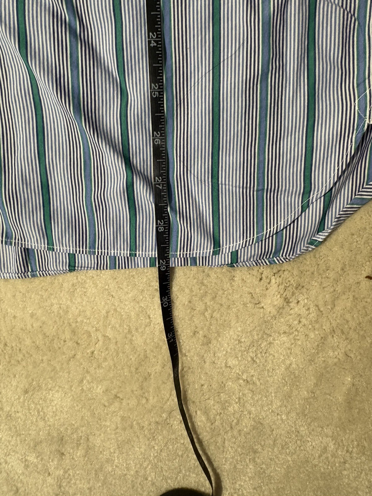Turnbull & Asser Dress Shirt Mens 14.5- 37 Blue & Green Stripe England