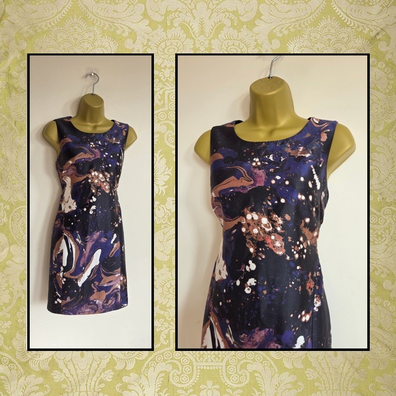 Karen Millen Size 12 Silk Paint Occasion Evening Cruise Holiday Date Night Dress