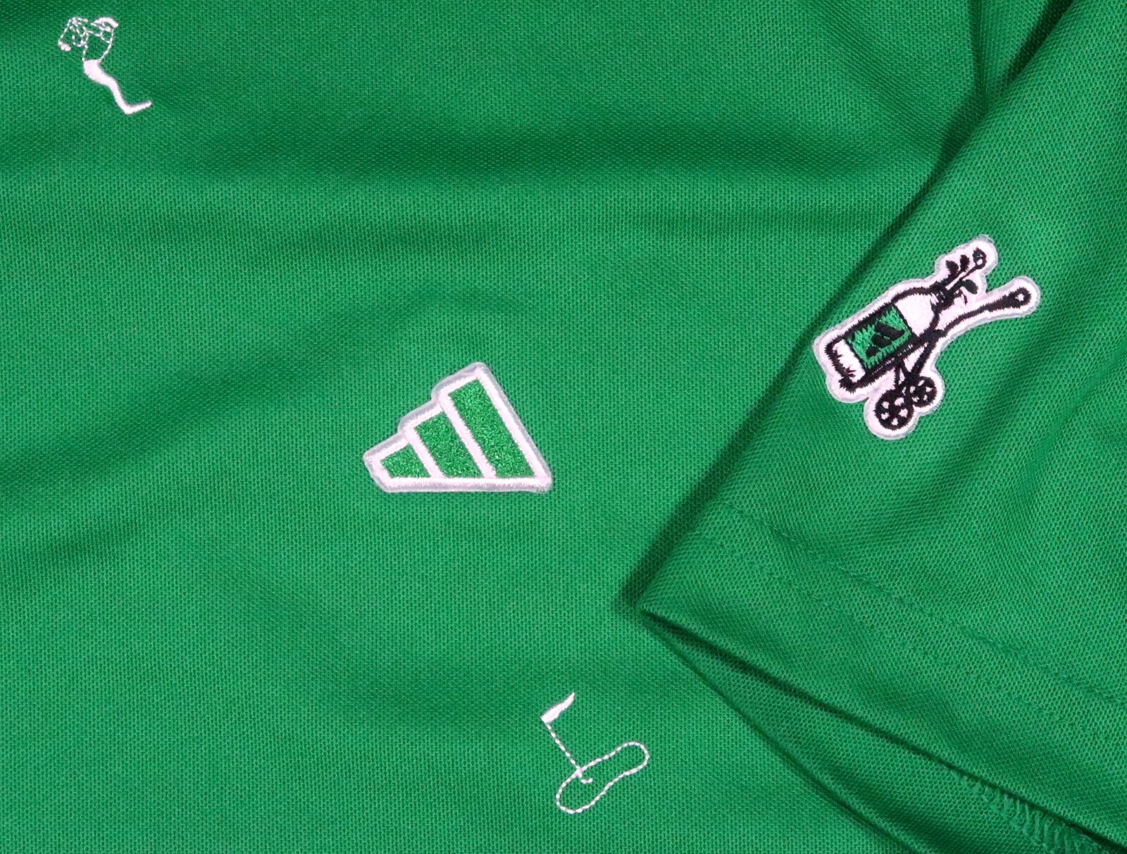 $95 ADIDAS Golf monogram embroidered recycle logo xxl ht6845 polo shirt emerald