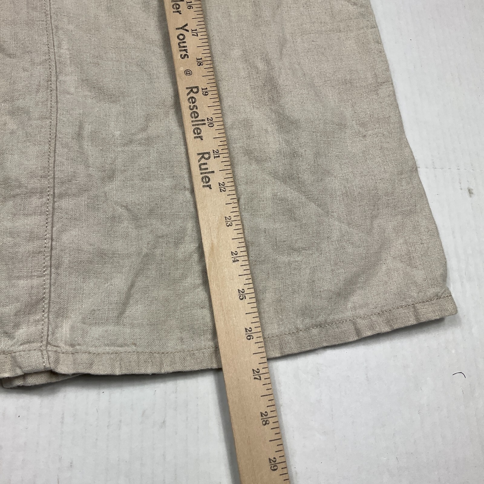 LL Bean Linen Skirt Beige Casual Elastic Waist Breathable Zip Minimalist 8P