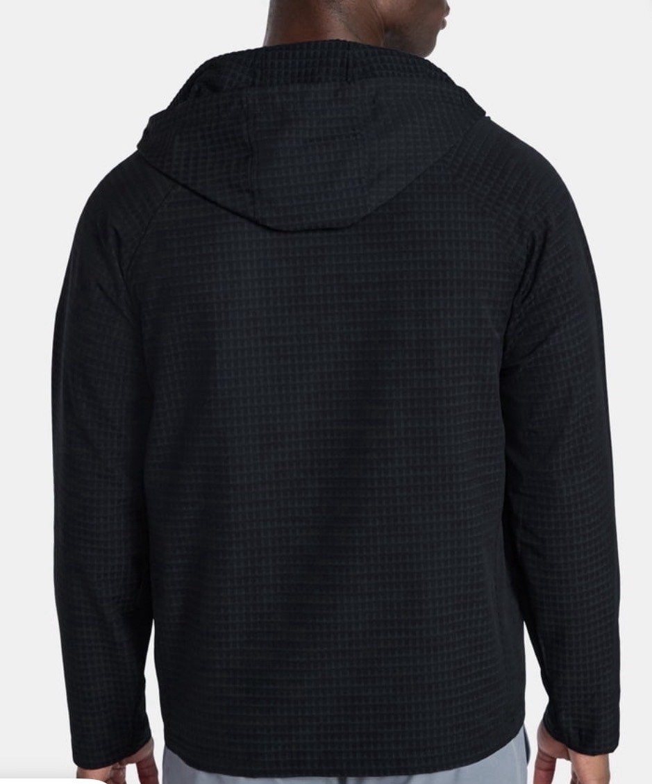 Reebok Men’s Textured Stretch Hooded Jacket, Windbreaker Driftwood Black M-3XL