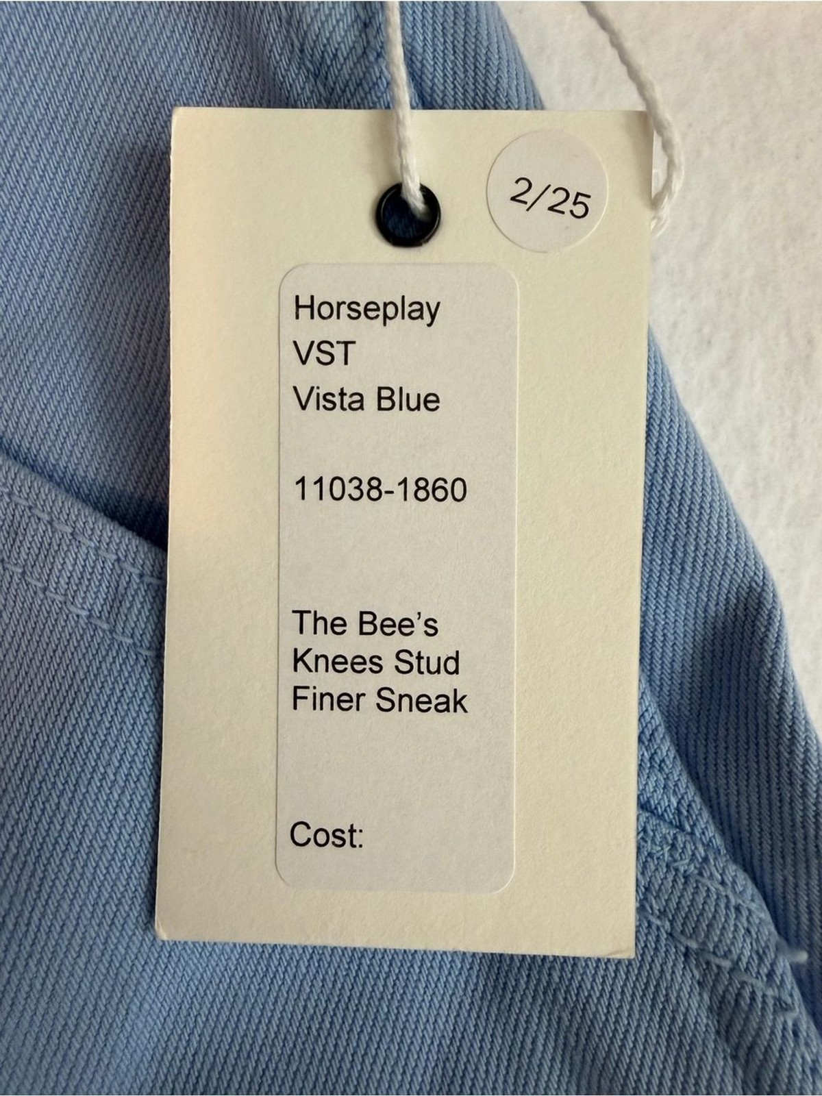 NWT MOTHER Superior The Bee’s Knees Stud Finer Sneak Vista Blue Pants 25