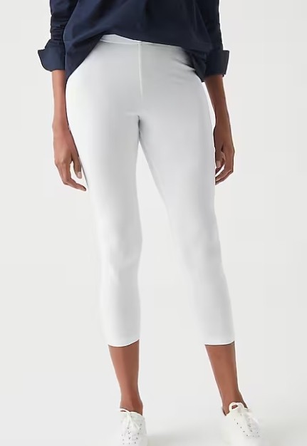 J.Jill Light White Pima Capri Leggings Stretch Waist Pants Large