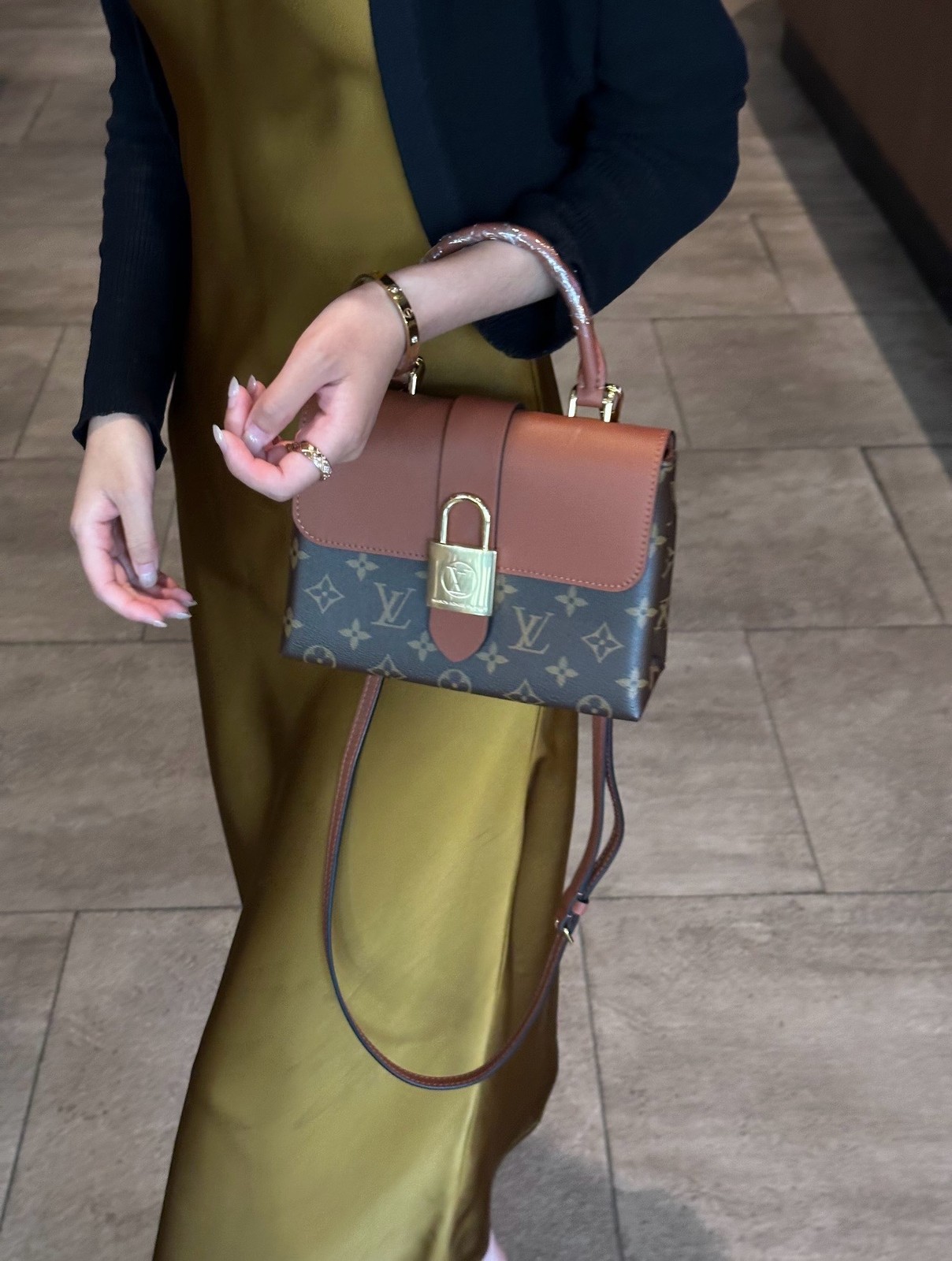 Louis Vuitton Locky BB Small Brown Monogram Caramel Top Handle Crossbody US Ship