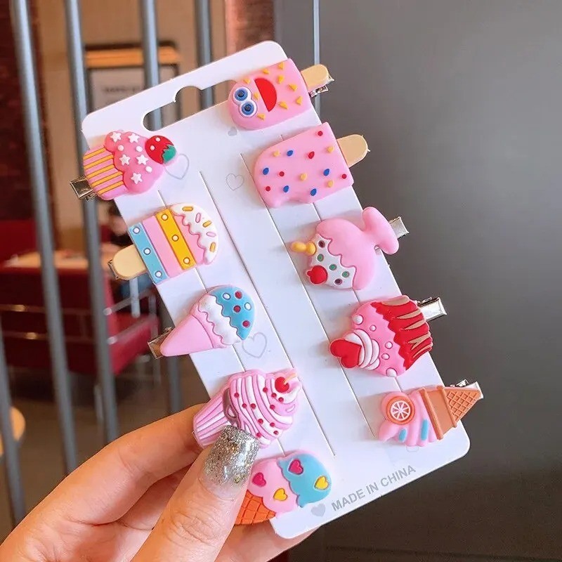 10 PCS Girls Cute Unicorn Hair Clips Cartoon Hairpins Kids Gift Set