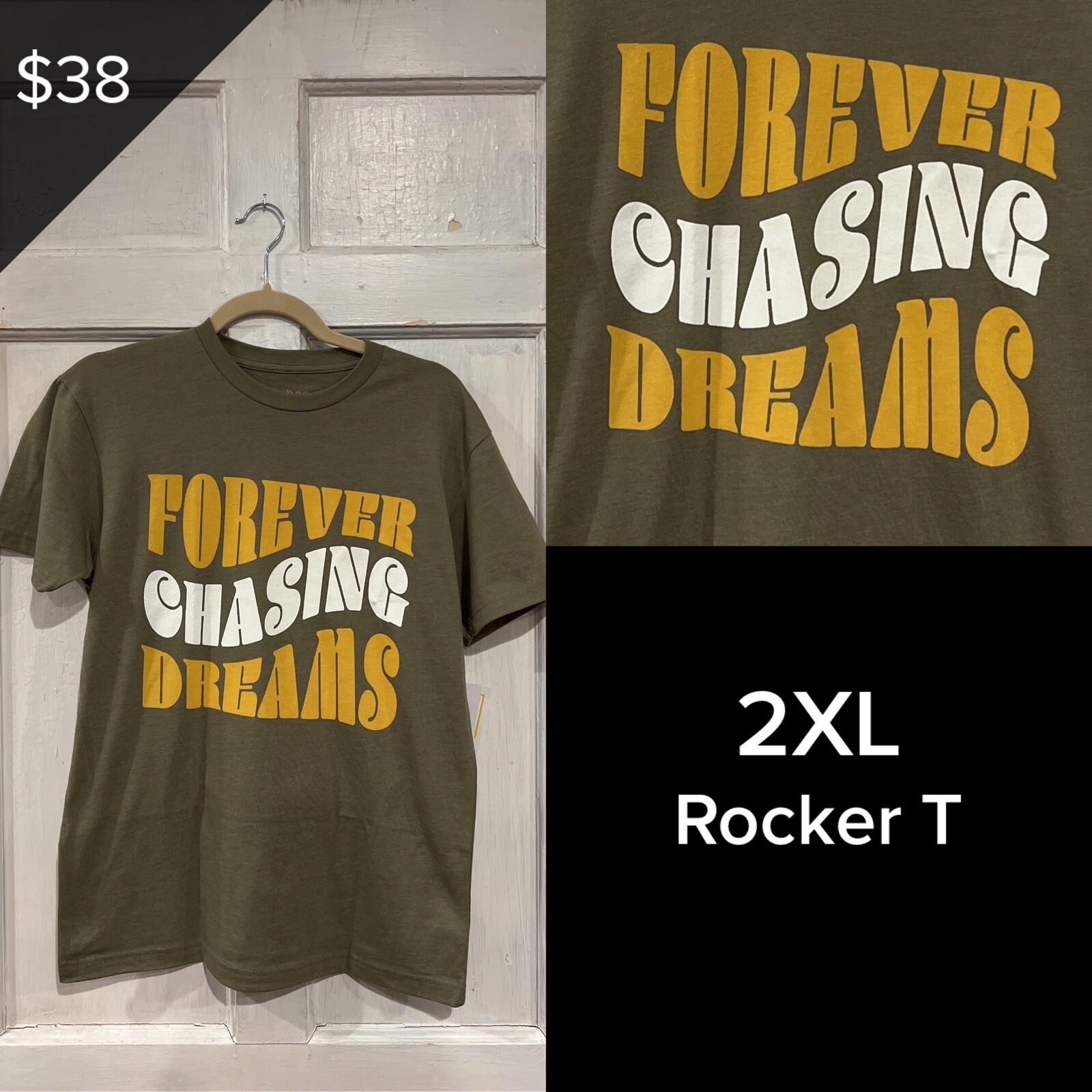 LuLaRoe BRAND NEW Rocker T Shirt 2XL Green Graphic T Forever Chasing Dreams