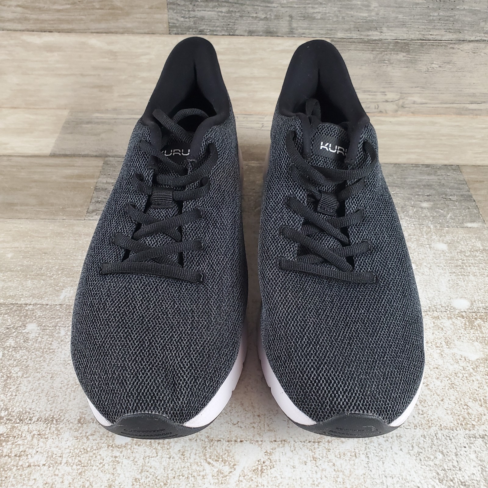 Kuru Flex Via Mens Shoes Sz 8.5 W Running Jet Black Bright White Lace Up Sneaker