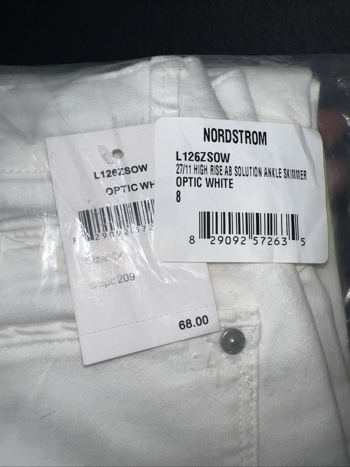 NEW in Bag Nordstrom Optic White WMNS 8 High Rise AB Solution Ankle Skimmer ￼
