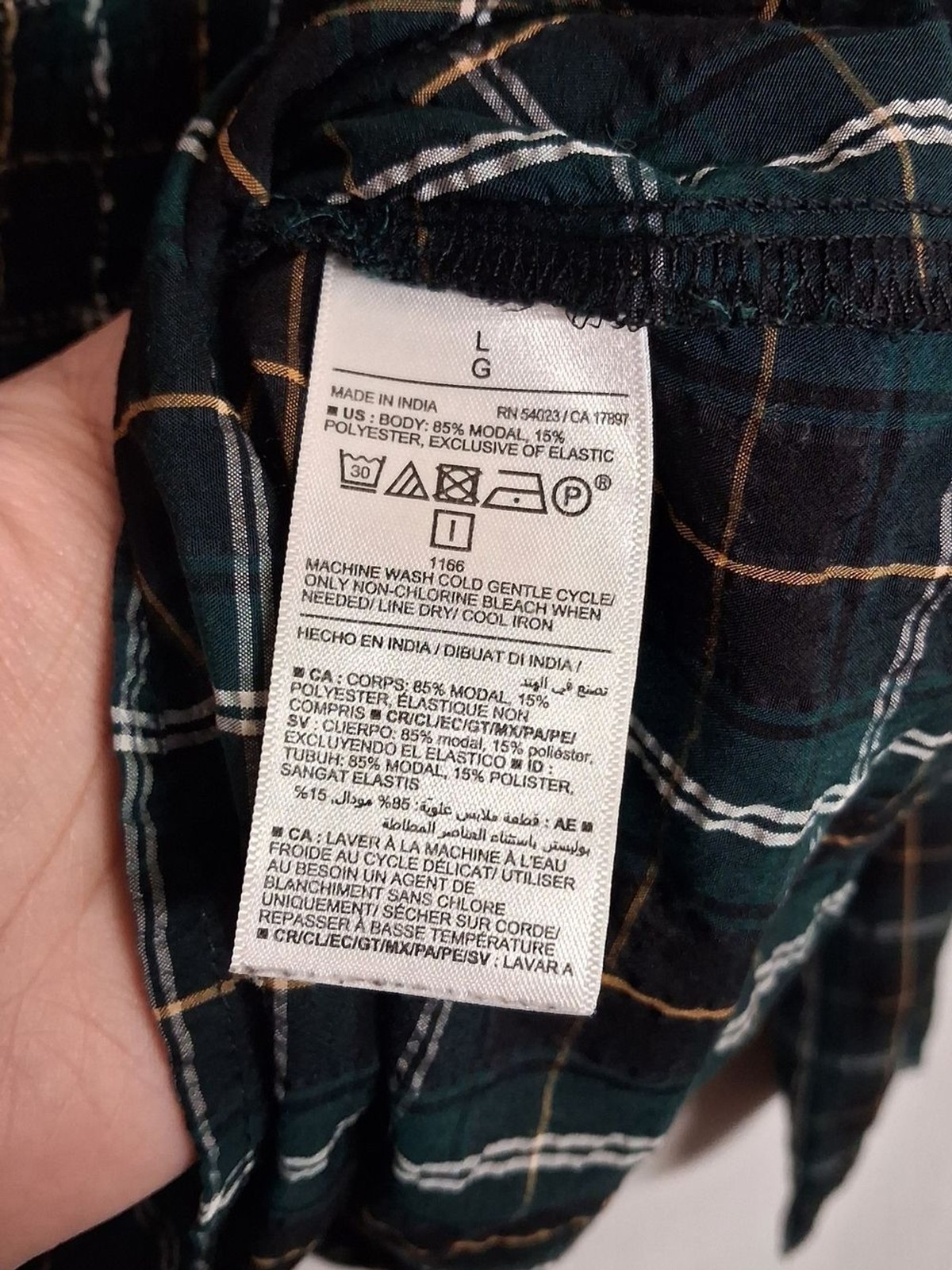 OLD NAVY Plaid Peplum Top Smocked Square Neck Long Sleeve Green Print Large