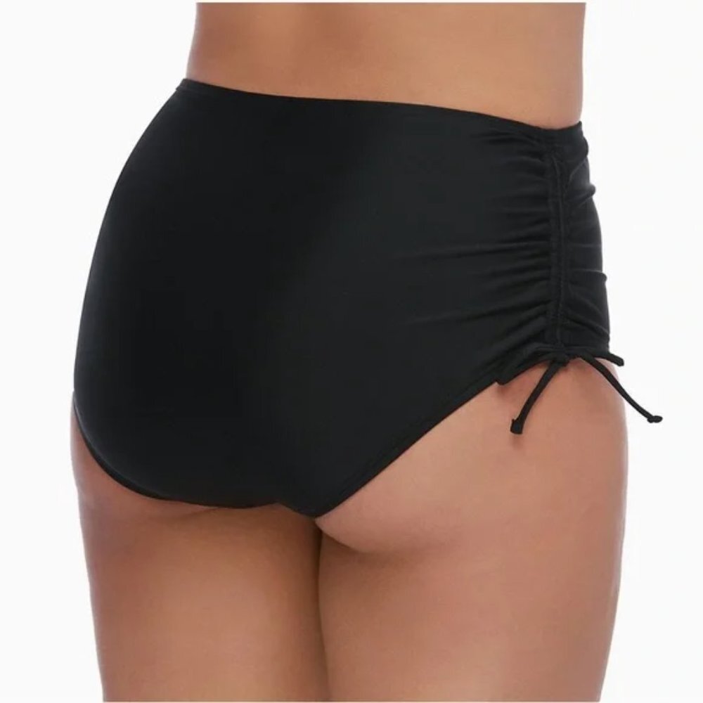Juniors SO Plus size high waisted ruched bikini bottom side tie black NWT Sz 3X