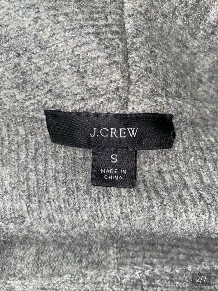J.CREW Gray Solid Knit Collared Button Front Cardigan Sweater Pockets Size S