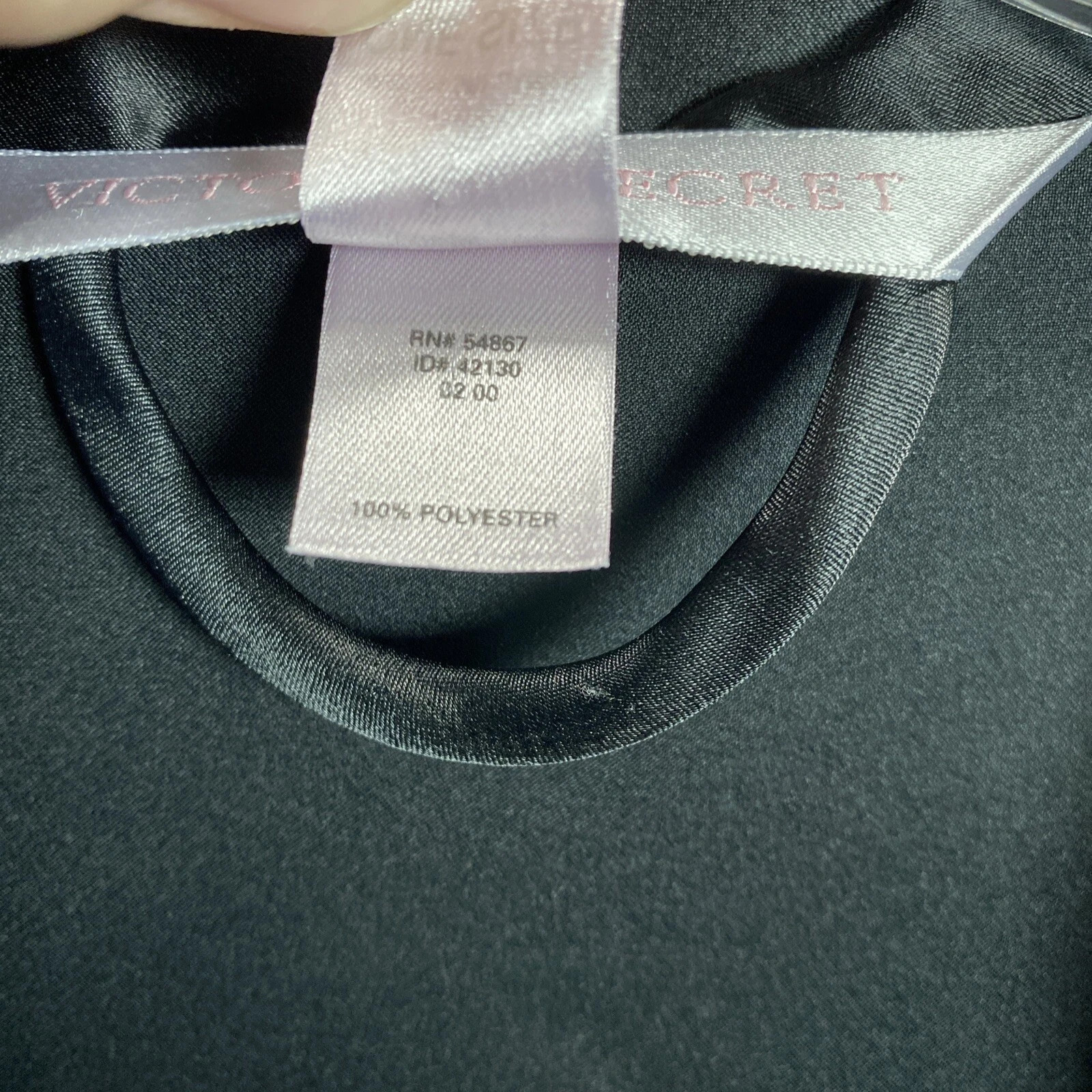 Victoria’s Secret Y2K Black Satin Kimono Robe One Size Pockets Pink Label Goth