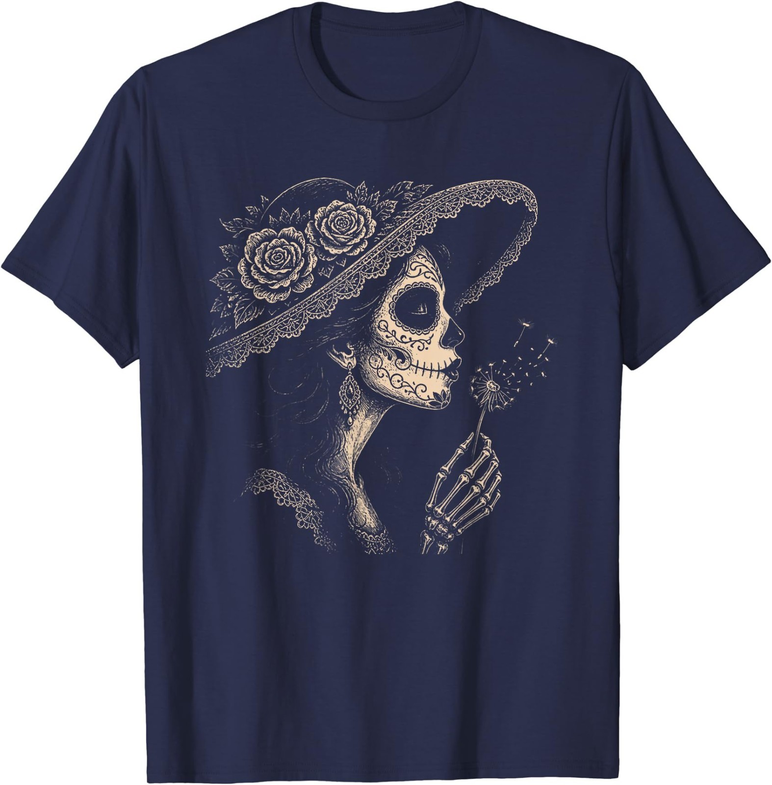 la Catrina Blowing Wishes Dandelion T-Shirt