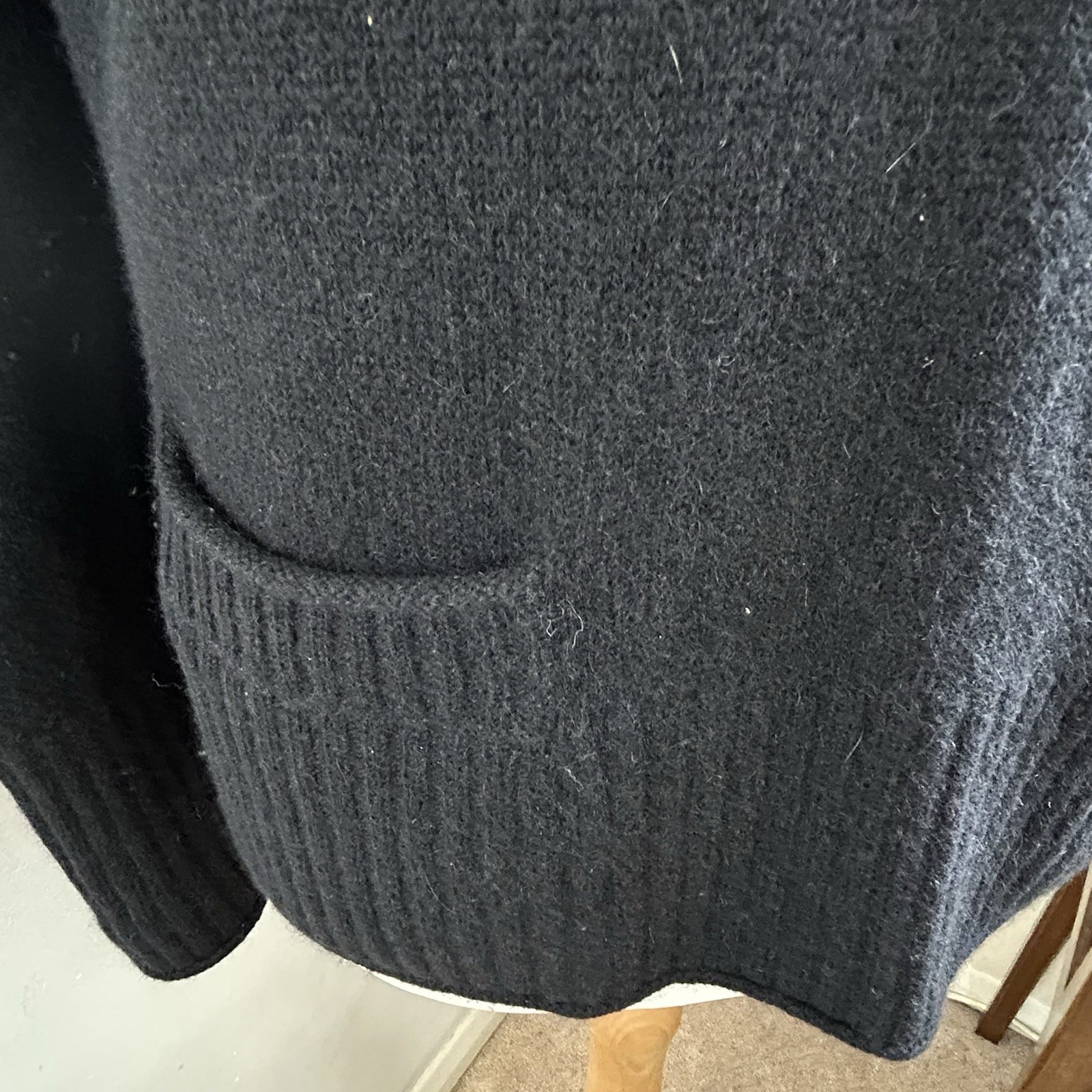 Apanage Wool Alpaca Black Jumper Size 14 Knit Pullover Button Casual