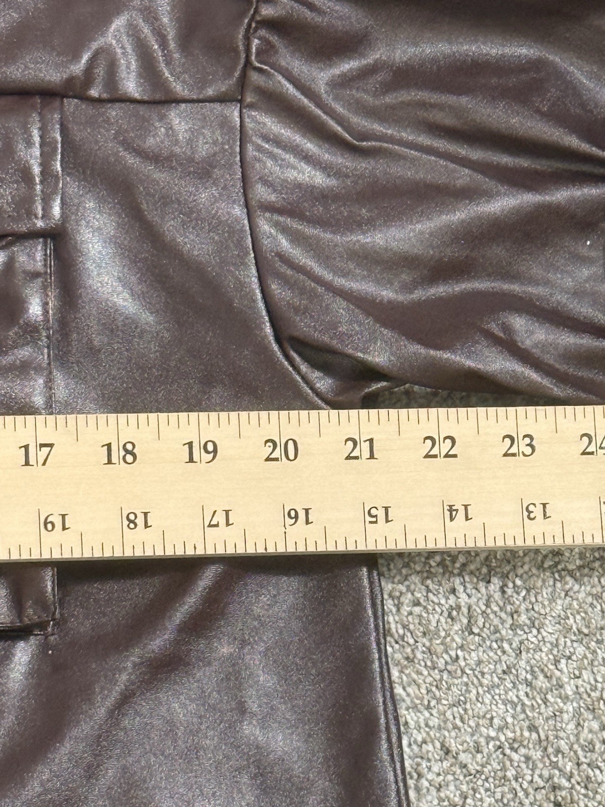 Shein Women’s Single Breasted Flap Pocket PU Leather Jacket Brown Size Med EUC